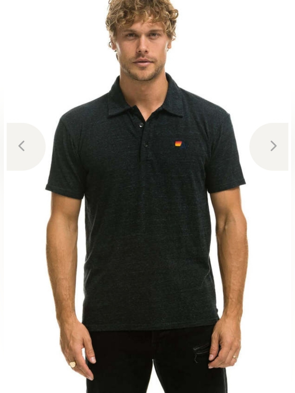 Aviator Nation Polo Shirt Charcoal Gray Cotton Blend Short Sleeve Size Small